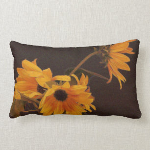 Coussin Rectangle Tournesols jaunes sur l'arrière - plan de chocola