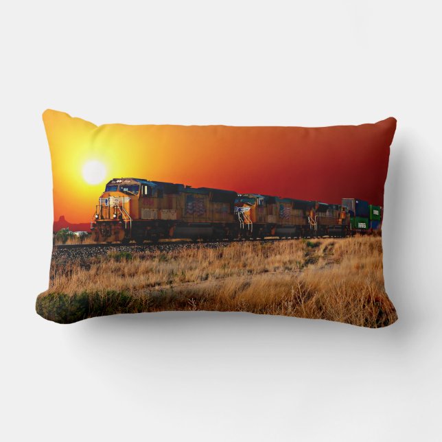 Coussin Rectangle Train de marchandises Sunset Diesel Locomotive (Recto)