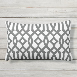 Coussin Rectangle Trellis gris blanc et charbon de bois moderne