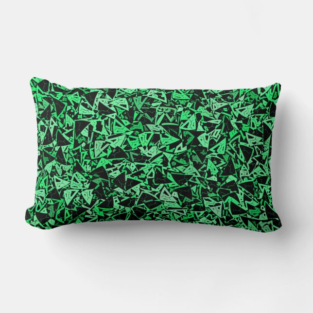 Coussin Rectangle Triangle noir vert Motif sans couture (Recto)