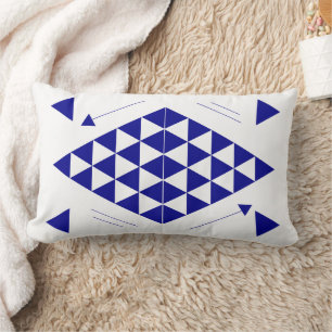 Coussin Rectangle Triangles géométriques bleus