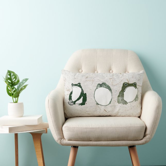 Coussin Rectangle Trio de grenouilles japonaises grumeuses crapauds  (Chaise)
