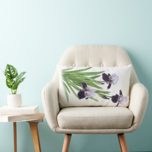 Coussin Rectangle Trio d'Iris à Barbe Violette