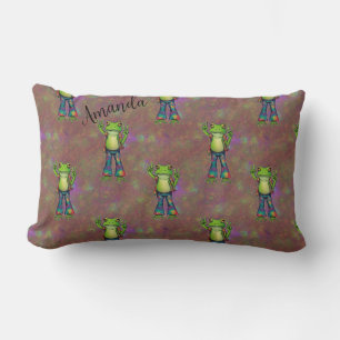 Coussin Rectangle Trippie Hippie Psychedelic Frog Paix Retro Personn