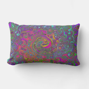 Coussin Rectangle Trippy Hot rose Abstrait Retro Liquid Swirl