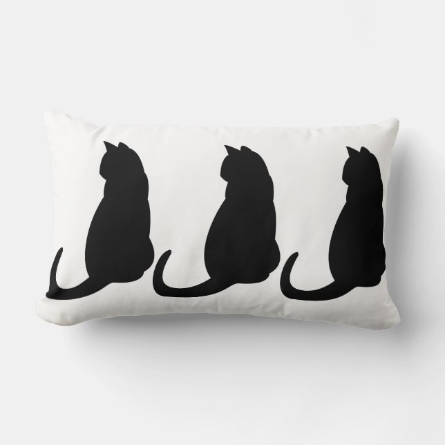 Coussin Rectangle Trois chats noirs (Recto)