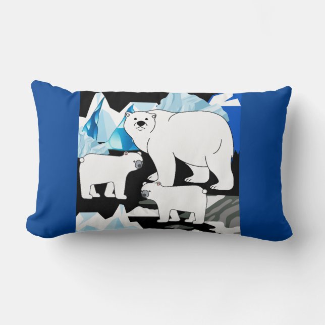 Coussin Rectangle Trois mignons ours polaires (Recto)