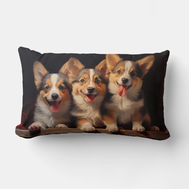 Coussin Rectangle Trois Pembroke Welsh Corgis (Recto)
