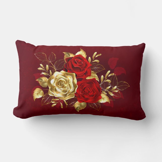 Coussin Rectangle Trois Roses de bijoux (Recto)