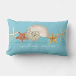 Coussin Rectangle Tropical Beach Shells Starfish Nautilus Été