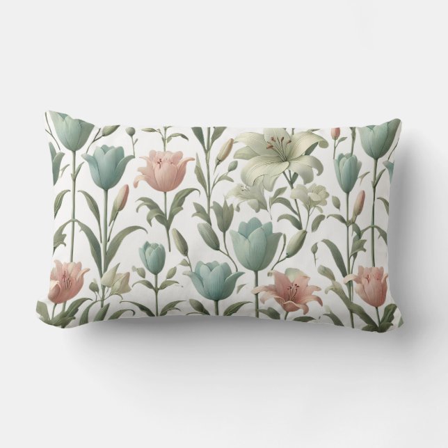 Coussin Rectangle Tulipe et motif floral Lily doux (Recto)