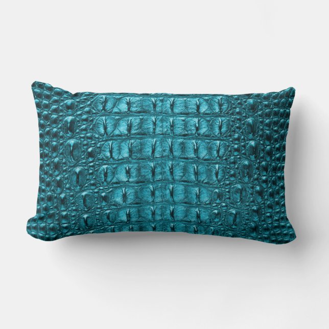 Coussin Rectangle turquoise alligator imprimé bleu aqua bleu (Recto)