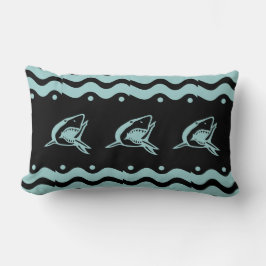 Coussin Rectangle turquoise poudre bleu requin noir