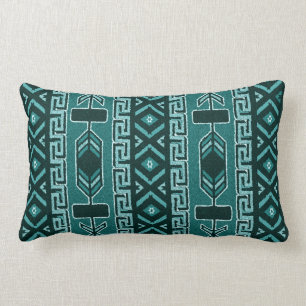 Coussin Rectangle Turquoise Sud-Ouest Tribal Aztec Motif