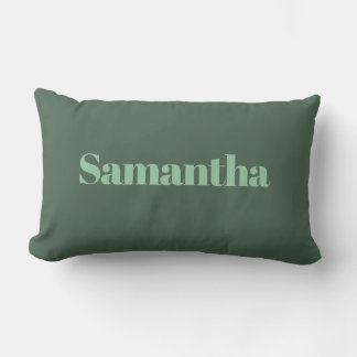 Coussin Rectangle Typographie de nom personnalisé élégante |vert sau