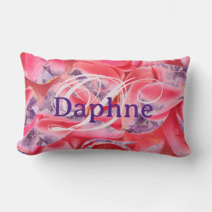 Coussin Rectangle Typographie Élégant Floral Moderne Monogramme Nom