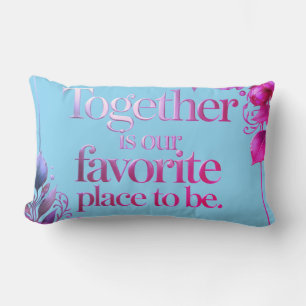 Coussin Rectangle Typographie Florale Or Élégant