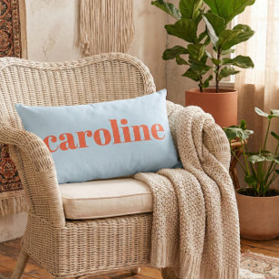 Coussin Rectangle Typographie moderne nom personnalisé bleu orange