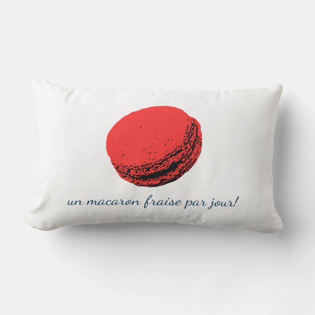 Coussin Rectangle un macaron fraise par jour ! (Recto)