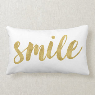 Coussin Rectangle Un Sourire Amusant Et Élégant En Or Décoratif