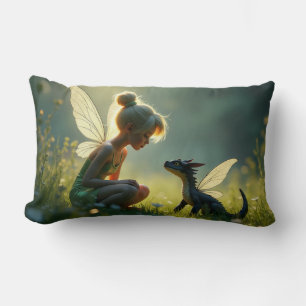 Coussin Rectangle Une fée entraîne son dragon
