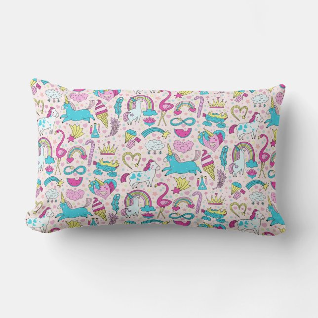 Coussin Rectangle Unicorn Doodle Motif (Recto)