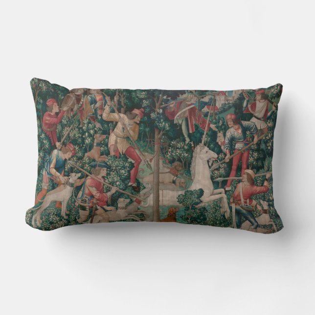Coussin Rectangle Unicorn Hunt Medieval Art - Unicorn attaquée (Recto)