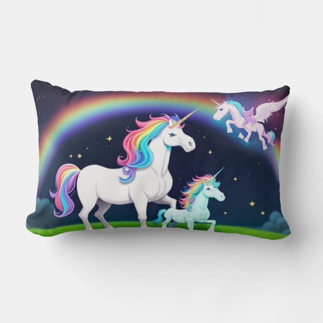 Coussin Rectangle Unicornes avec magie (Recto)