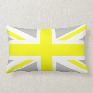 Coussin Rectangle Union Jack gris clair et jaune