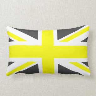 Coussin Rectangle Union Jack gris foncé et jaune