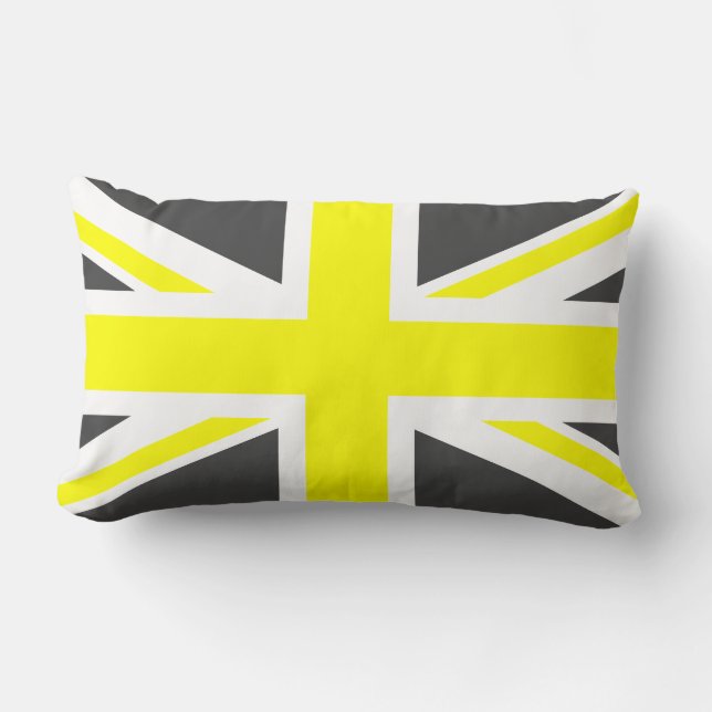 Coussin Rectangle Union Jack gris foncé et jaune (Recto)