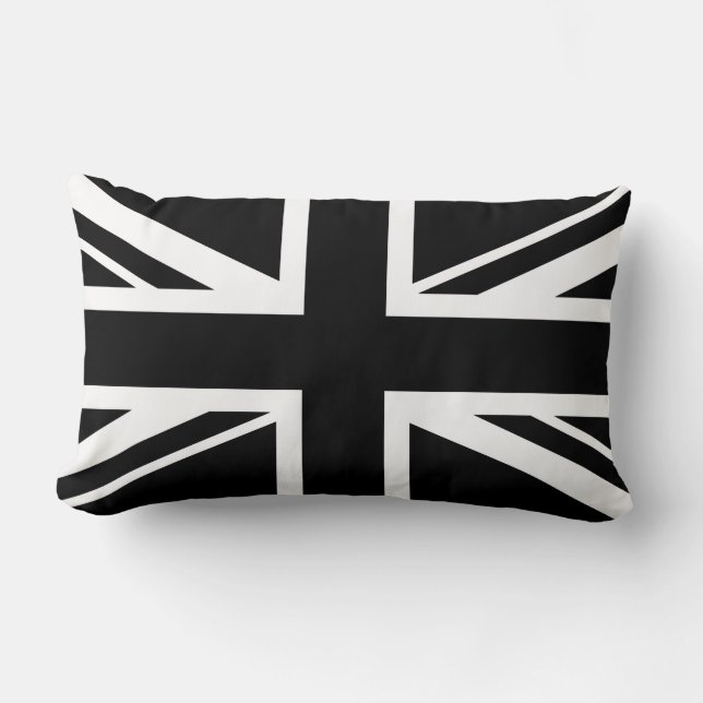 Coussin Rectangle Union Jack ~ Noir et Blanc (Recto)