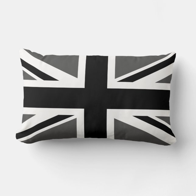 Coussin Rectangle Union Jack noir et gris (Recto)