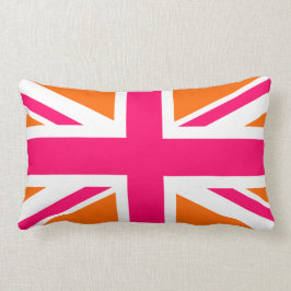 Coussin Rectangle Union Jack orange et rose