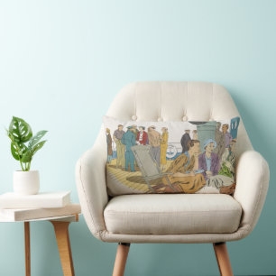 Coussin Rectangle Vacances Vintage, passagers d'un bateau de croisiè