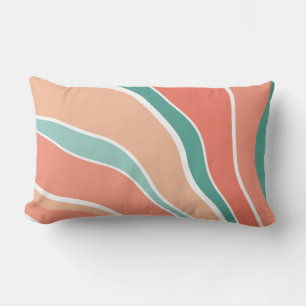 Coussin Rectangle Vagues rétro - Orange et vert