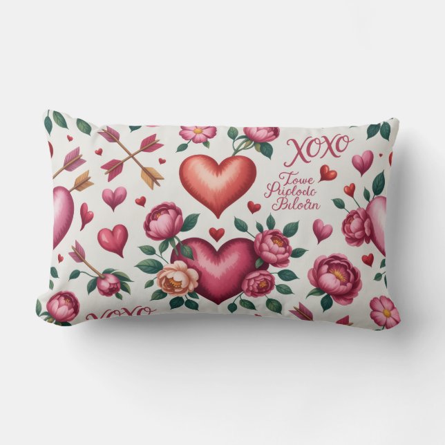 Coussin Rectangle Valentine’s Day Throw Pillow Collection | Romantic (Recto)