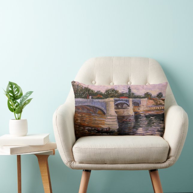 Coussin Rectangle Van Gogh Seine River avec Pont del Grande Jette (Chaise)