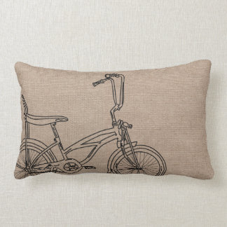 Coussin Rectangle Vélo de bicyclette de toile de jute vieux