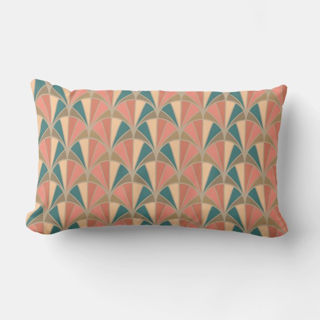Coussin Rectangle Ventilateur Art Déco Pastel Couleur Motif (Recto)
