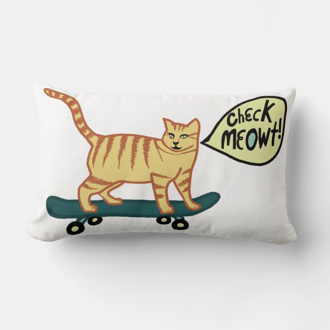 Coussin Rectangle Vérifier Meowt Punny Skateboard Tabby Cat (Recto)