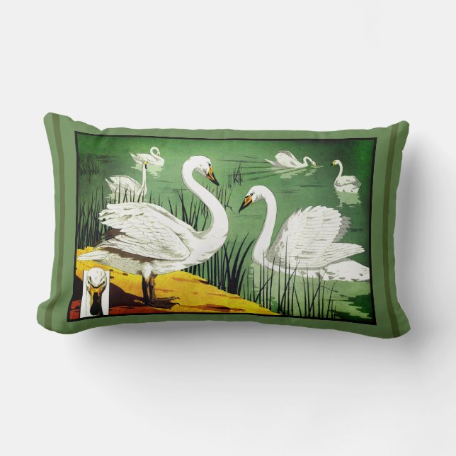 Coussin Rectangle Verneuil Art Nouveau Design de Swans sauvages Lumb (Recto)