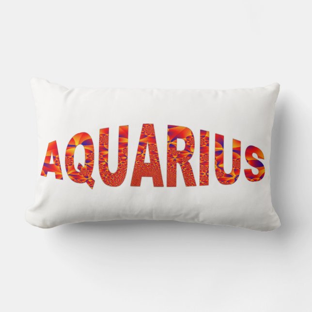 Coussin Rectangle Verseau - Orange Jaune Bleu Fougueux (Recto)