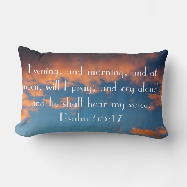 Coussin Rectangle verset biblique Psaume 55:17 prière (Recto)