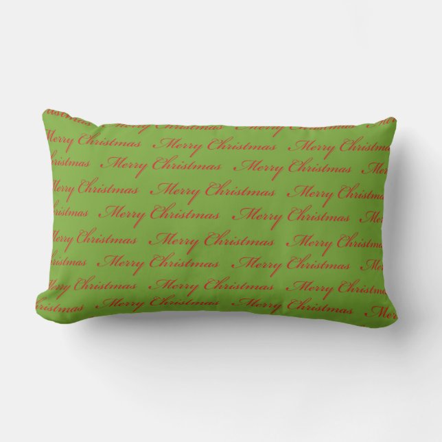 COUSSIN RECTANGLE VERT AVEC JOLIE NOËL EN SCRIPT (Recto)