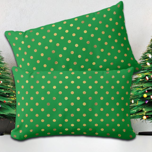Coussin Rectangle Vert avec points de paillettes dorées  (Créateur téléchargé)