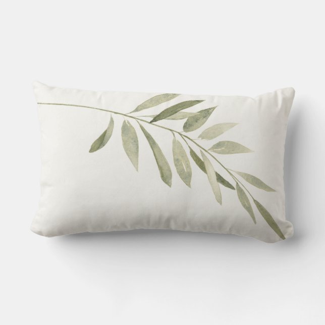 Coussin Rectangle Vert Botanique Moderne Boho Sage Aquarelle Feuille (Verso)