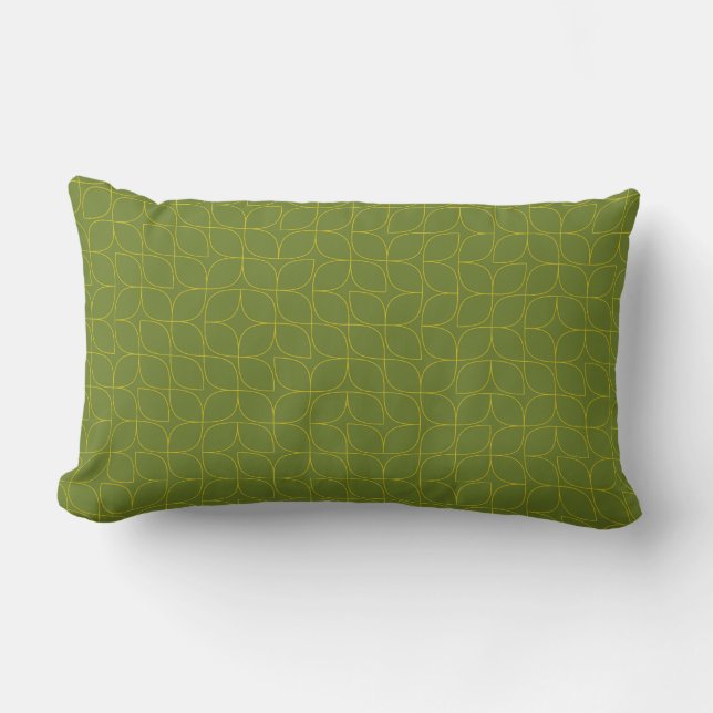 Coussin Rectangle Vert, cool, tendance, abstraction foliaire ludique (Recto)