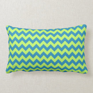 Coussin Rectangle Vert de chaux et Chevron turquoise