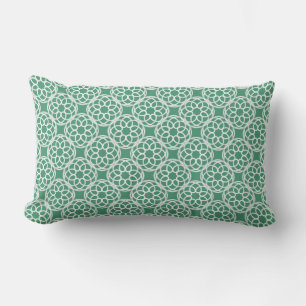 Coussin Rectangle Vert émeraude blanc motif géométrique sans couture
